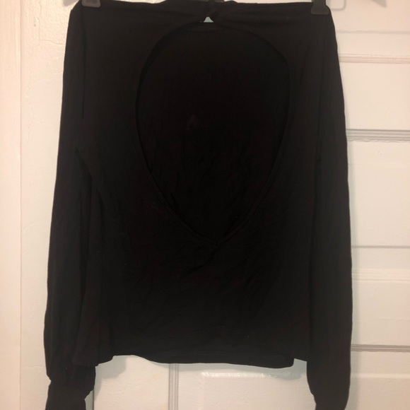 Lulus Black open back Turtle neck - Picture 3 of 3